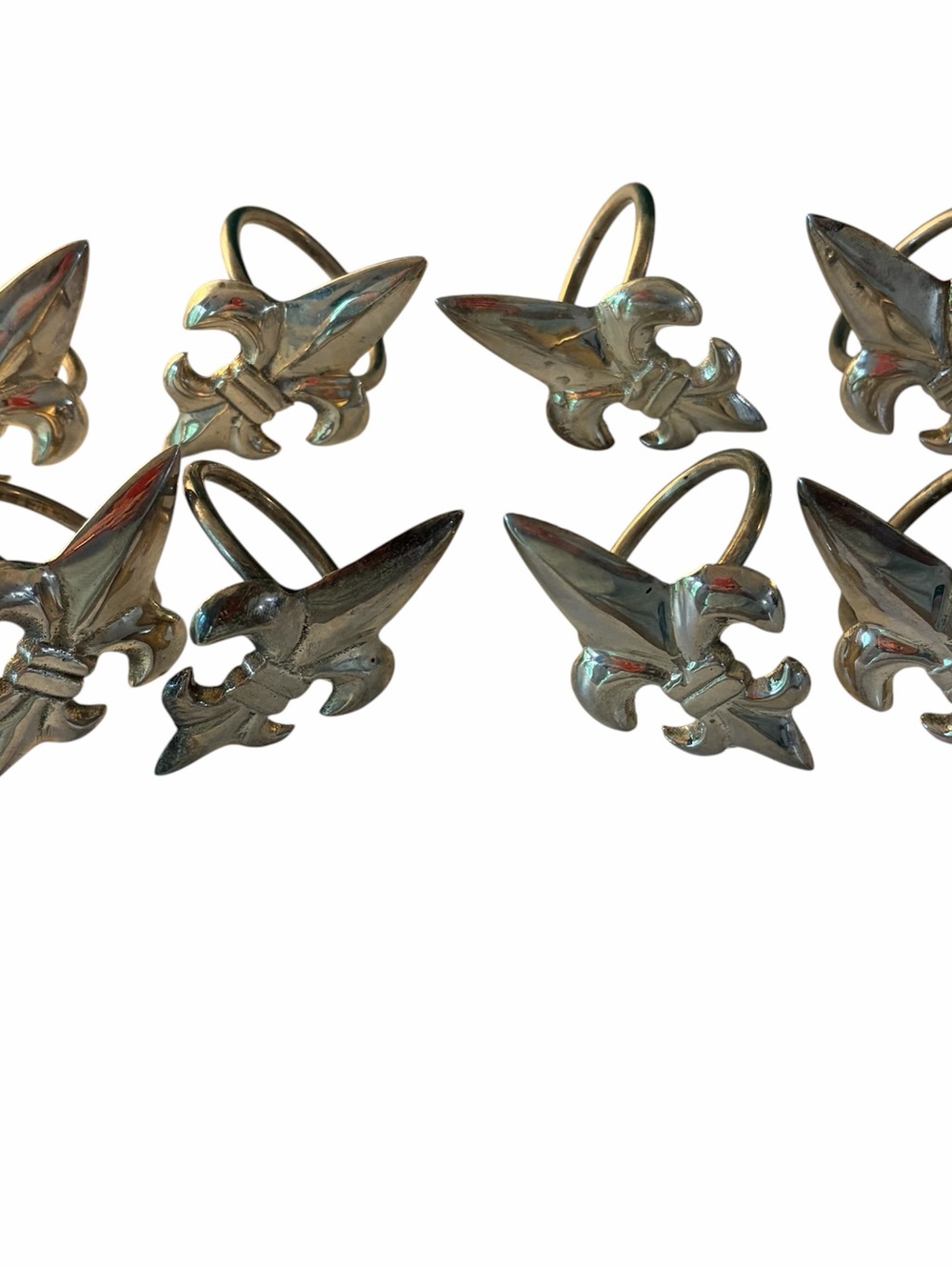 Set Of 8 Fleur de Lis Metal Napkin Rings Holders Silver Tone Pier 1 Imports